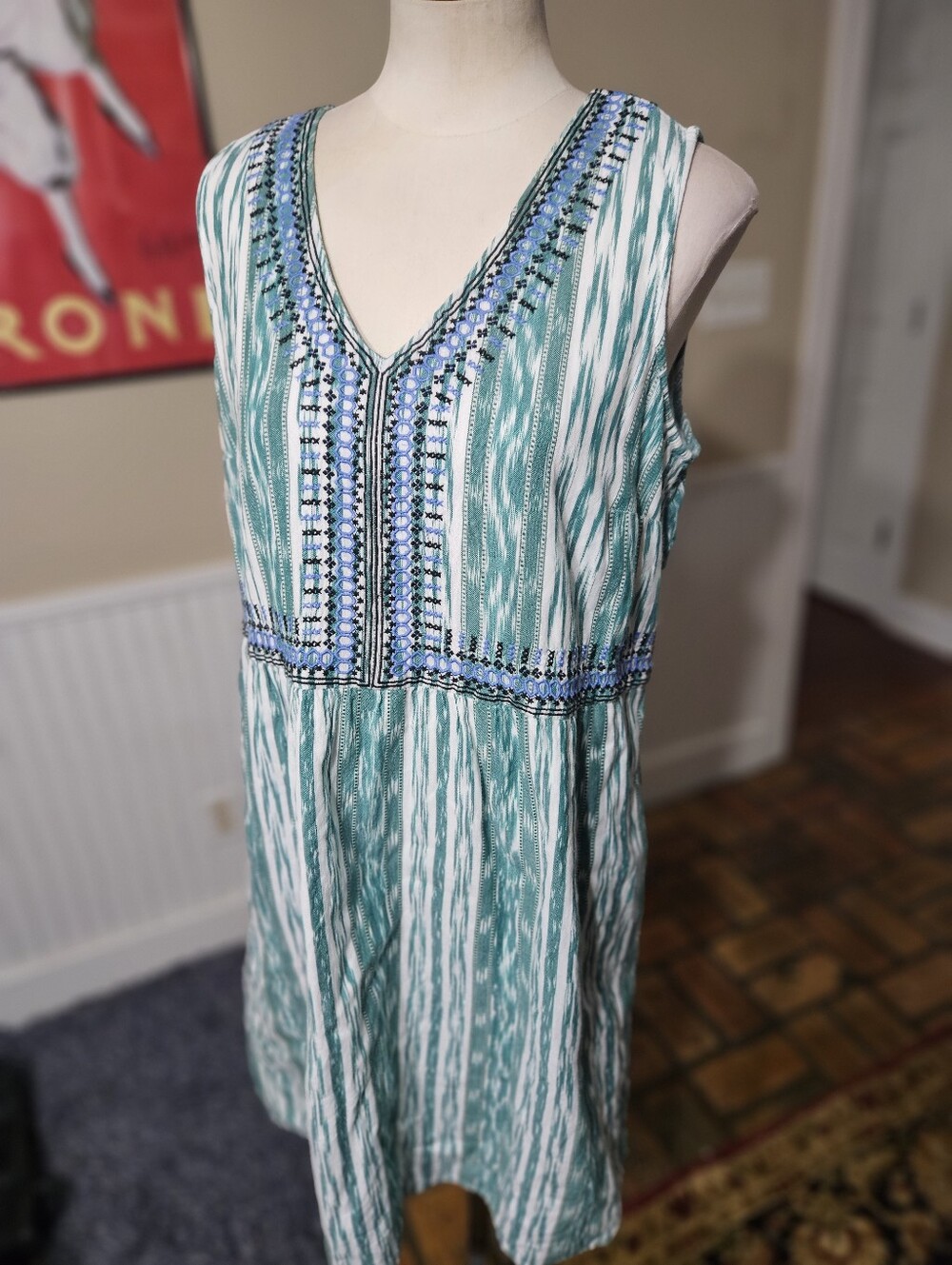 J. Jill Embroidered Cotton Dress Petite Medium - Picture 2 of 6